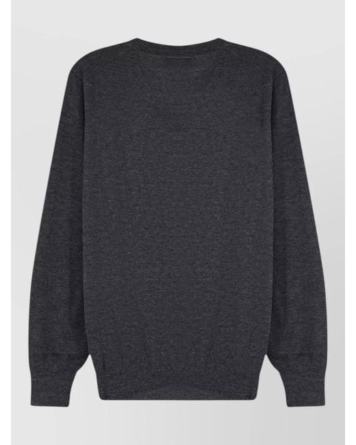 Brunello Cucinelli Blue Cashmere Silk Crew Neck Long Sleeve Sweater for men