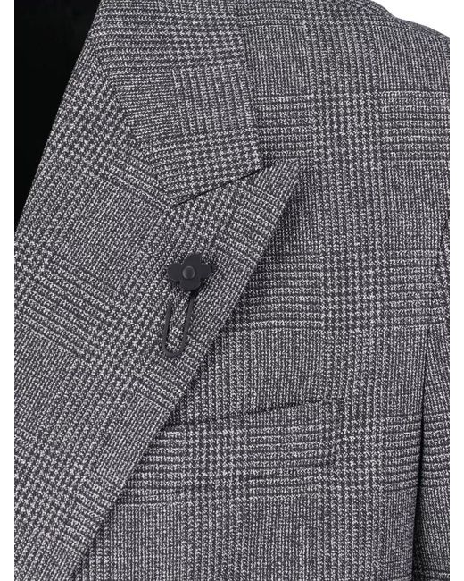 Lardini Gray Double Breasted Check Jacket Notched Lapel for men