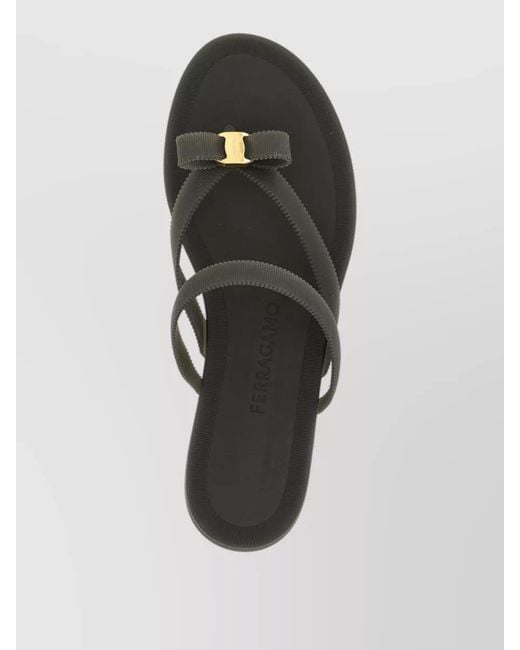 Ferragamo White Ribbed Thong Sandals