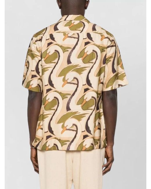 Paul Smith Natural Printed Short-Sleeve Camp-Collar Shirt for men