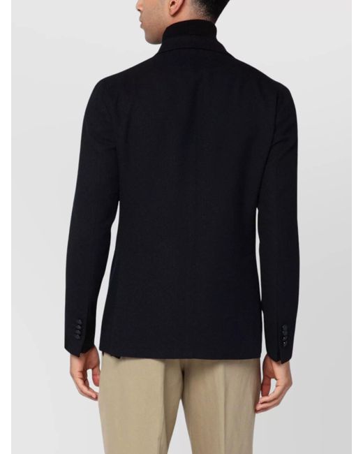 Tagliatore Blue Wool Jacket Double Breasted With Front Pockets for men