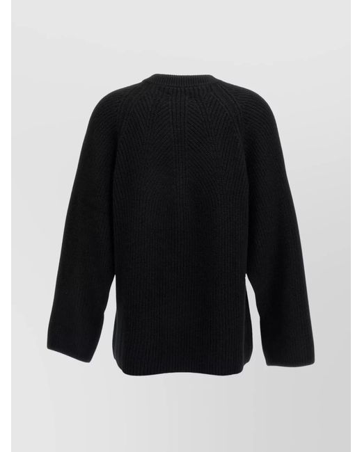 Loulou de Saison Black Crew Neck Knitted Sweater With Relaxed Fit
