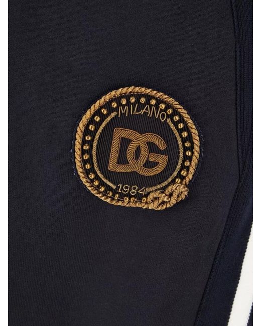 Dolce & Gabbana Blue Cotton Joggers Elastic Waistband Ribbed Cuffs for men