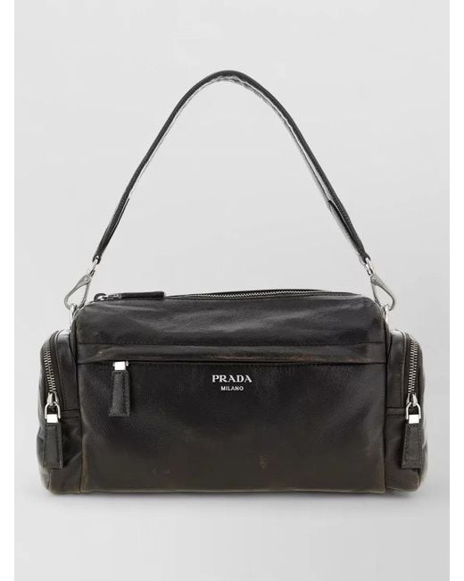 Prada Black Nappa Leather Multipocket Crossbody Clutch Bag for men