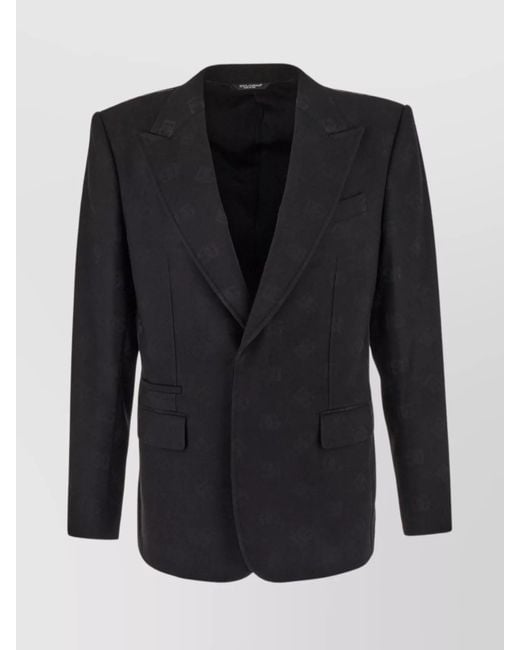 Dolce & Gabbana Black Wool Blend Single-Breasted Blazer for men