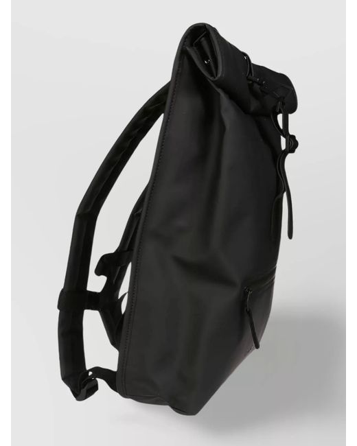 Rains Black Rolltop Backpack for men