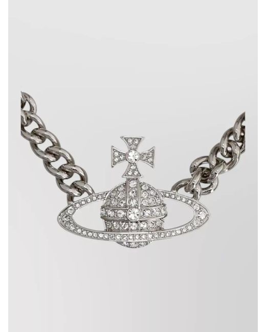 Vivienne Westwood Metallic Crystal-Embellished Chain Necklace