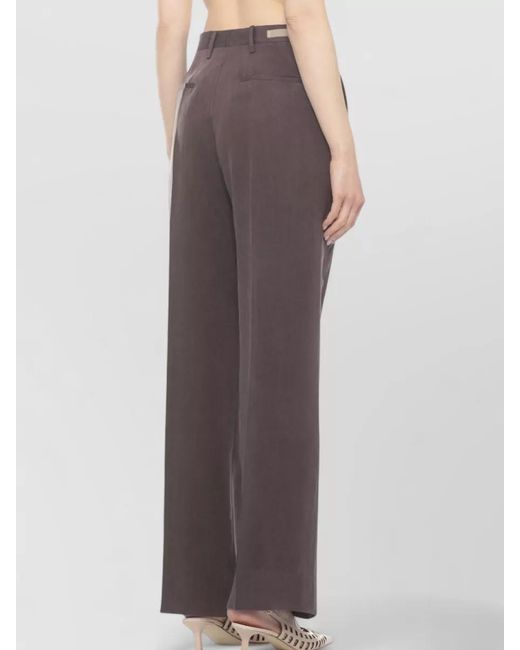 Briglia 1949 Brown Lyocell Palazzo Trousers Belt Loops Tailoring