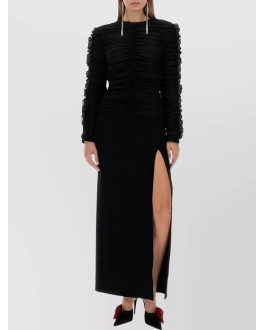 Magda Butrym Black Silk Skinny-Fit Ruched Blouse
