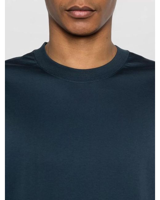 Calvin Klein Blue Mercerized Interlock Crew Neck Cuff T-Shirt for men