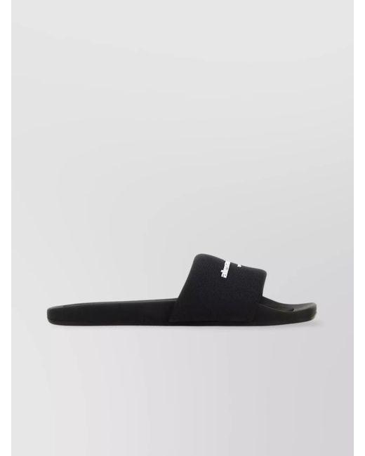 Alexander Wang Black Nylon Logo Pool Slide Sandals