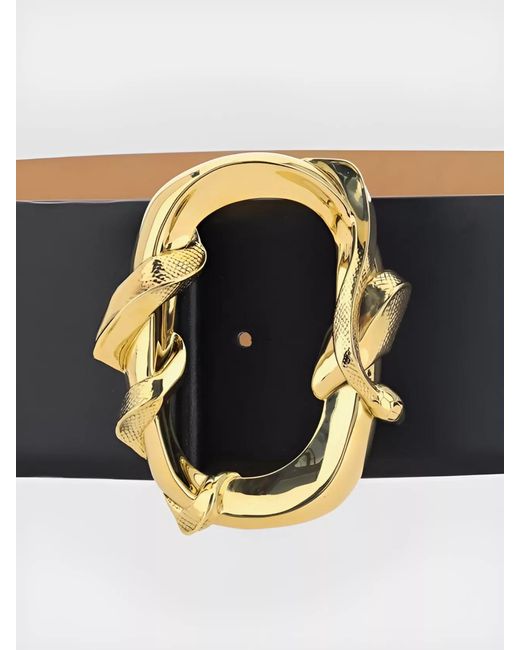 McQueen Black Leather Snake Belt