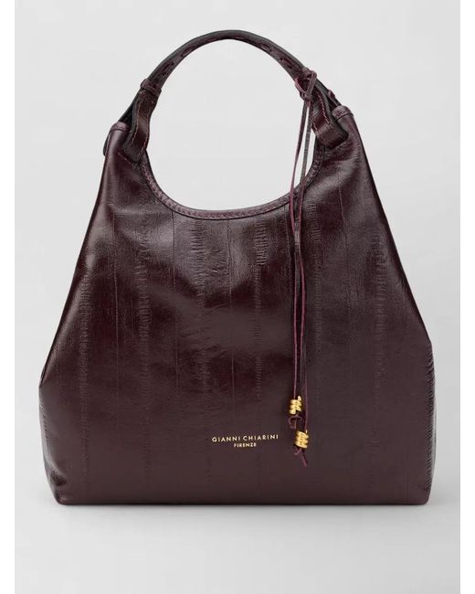Gianni Chiarini Brown Leather Hobo Bag Compact Top Handle