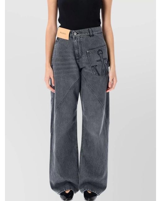 J.W. Anderson Blue Denim High-Rise Straight-Leg Trousers