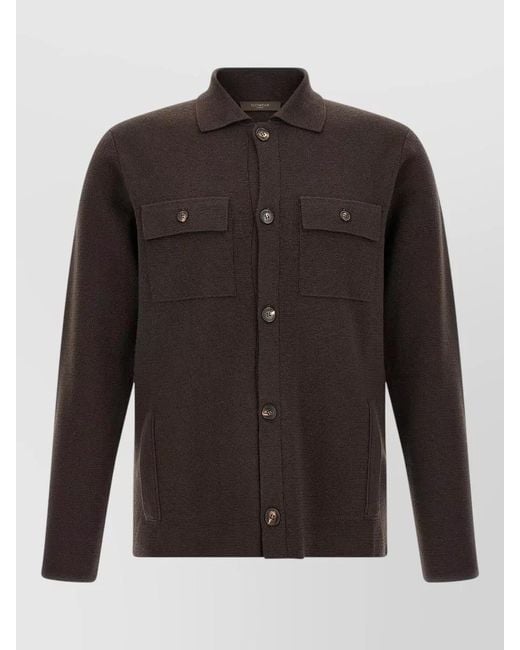 Zanone Black Sahara Collared Cardigan Jacket Long Sleeves for men