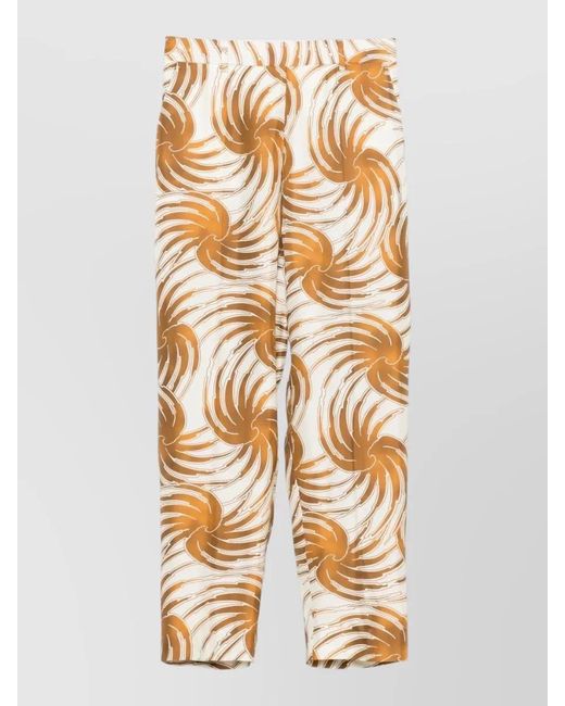 Alberto Biani Metallic Silk Trousers Abstract Pattern All Over