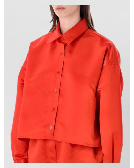 Frankie Shop Red Arlen Satin Boxy Shirt