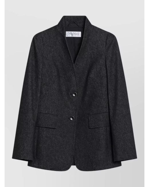 Max Mara Black Single Breasted Jacket Long Sleeves Lapel