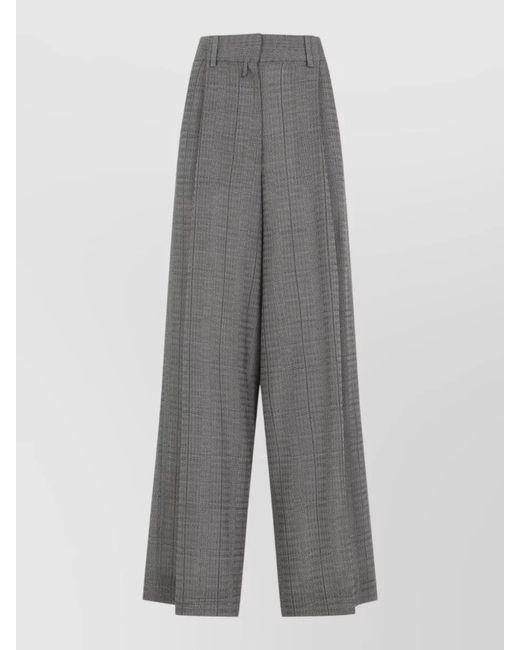 Dries Van Noten Gray Wool Wide-Leg Trousers