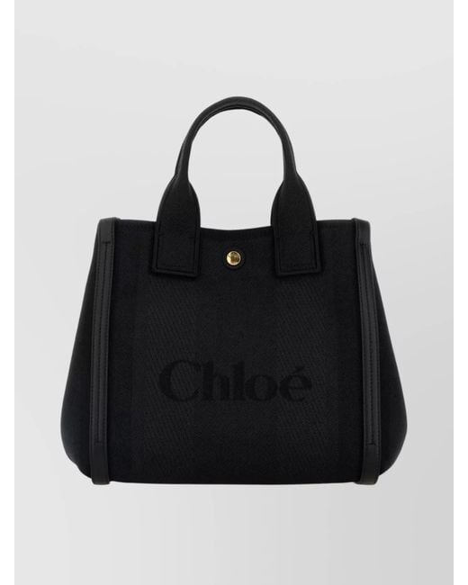 Chloé Black Small Structured Canvas Shopping Bag