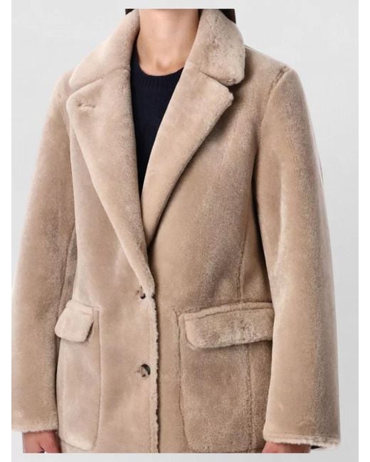 Urbancode Natural Reversible Faux Fur Coat Tailored Lapels