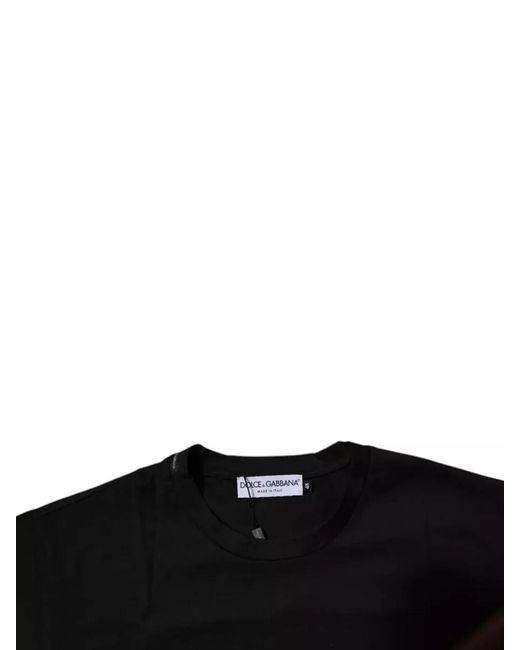 Dolce & Gabbana Black Cotton Logo Short-Sleeve Crew-Neck T-Shirt for men