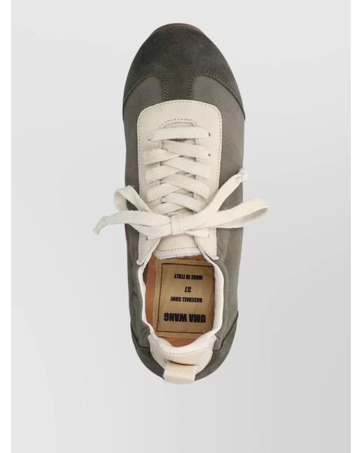 Uma Wang Gray Low Top Sneakers Contrast Sole Pull Tab