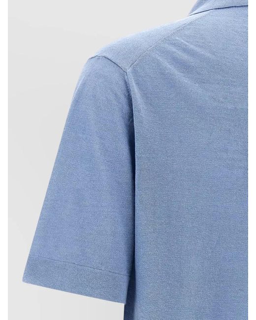 Zanone Blue Lightweight Short Sleeve Shirt Spread Collar for men