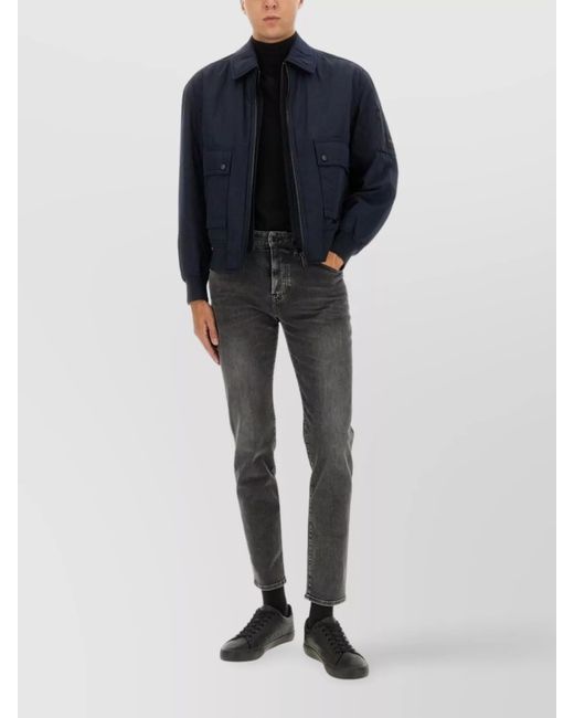 Boss Blue Bomber Jacket With Removable Lining for men