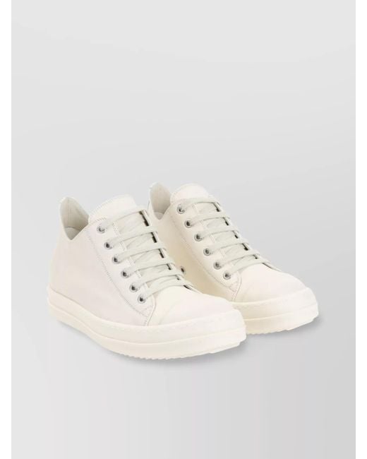Rick Owens Natural Leather Low-Top Sneakers Rubber Sole