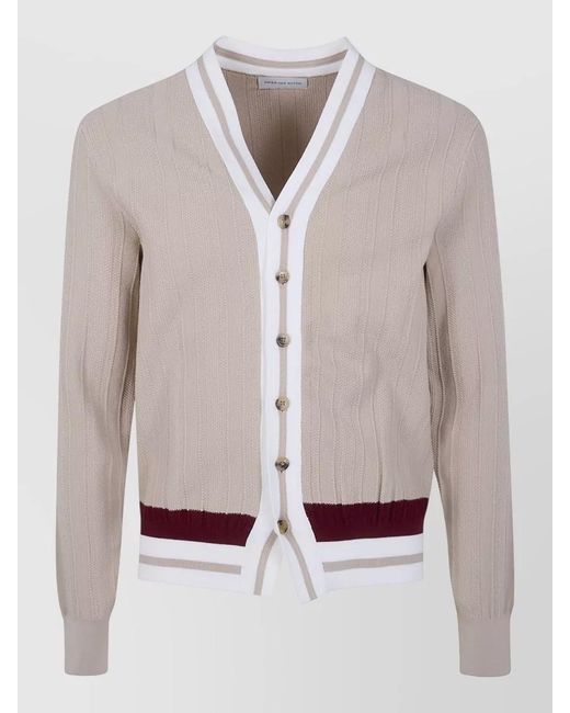 Dries Van Noten Multicolor Magpie Cardigan Contrast Trim V Neck for men