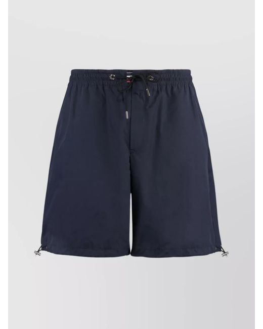 Moncler Blue Adjustable Drawstring Nylon Shorts With Pockets And Zipped Back Pockets for men