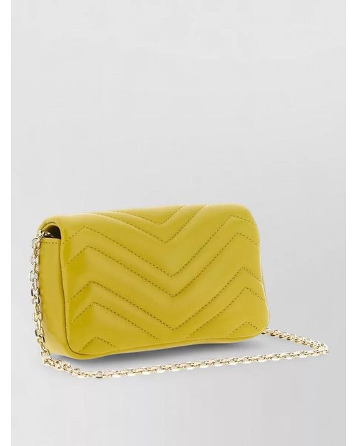 Gucci Yellow Gg Marmont Mini Shoulder Bag Chain Strap
