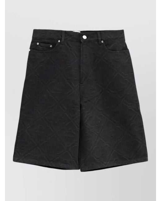 Casablanca Black Floral-Print Denim Tailored Shorts for men