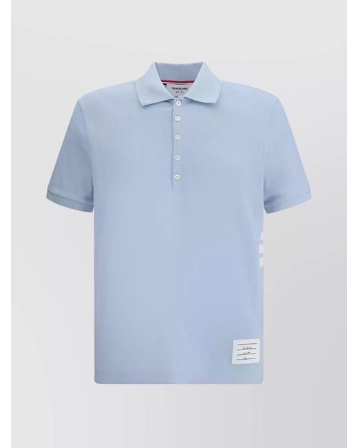 Thom Browne Blue Cotton Short-Sleeve Polo Shirt for men