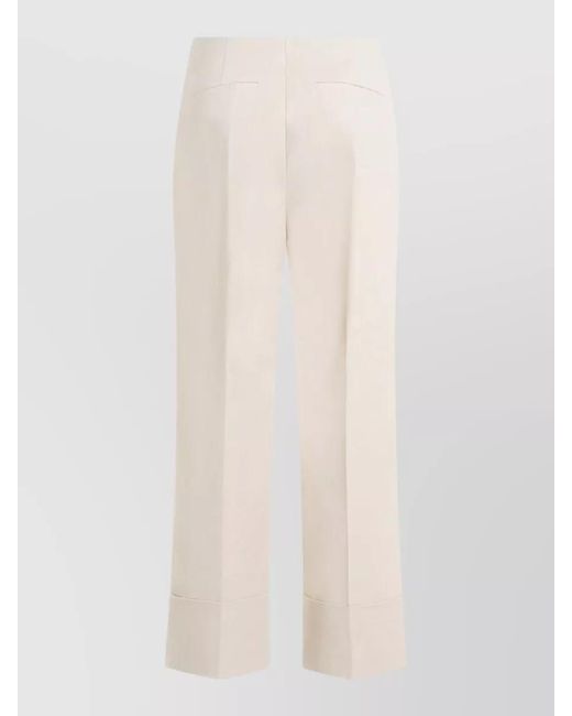 Theory White Cotton Pants Tailored Cuffs Belt Loops