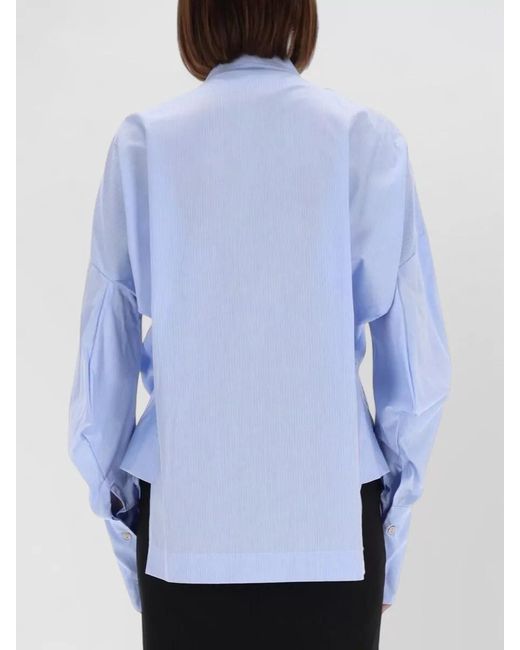 Thelatest Blue Shirt Cecilia Bow Detail Long Sleeves