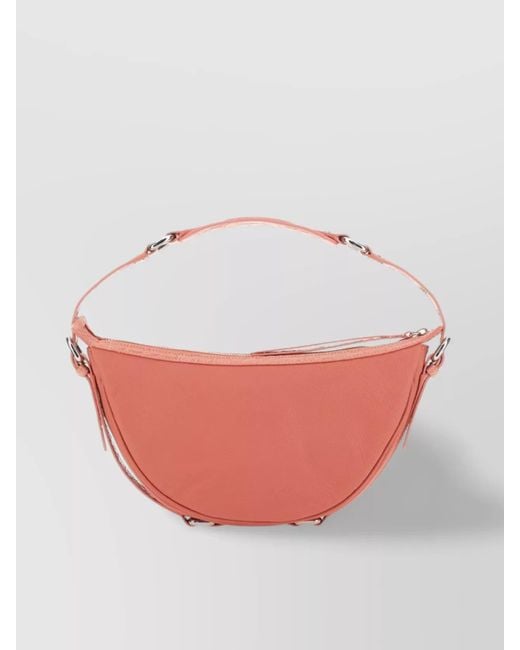 By Far Gray Strap Bag With Metal Hardware And Textured Finish