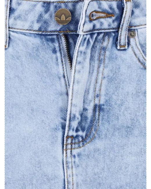 Adidas Blue High Waist Denim Skirt Knee Midi