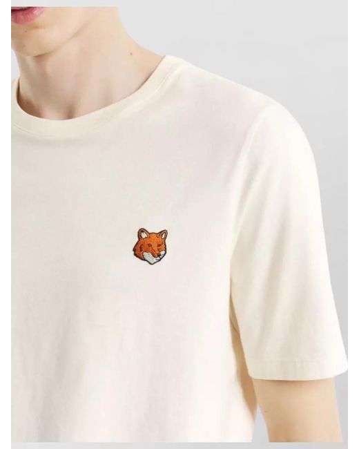 Maison Kitsuné Natural Cotton Fox Motif Short-Sleeve T-Shirt for men