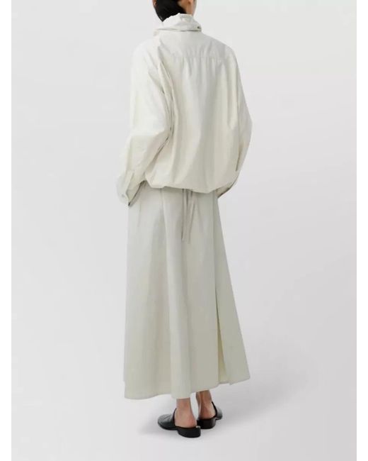 Studio Nicholson White Drawstring Collar Zip Jacket Long Sleeves