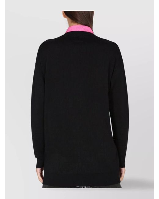 Moschino Black Virgin Wool V-Neck Cardigan