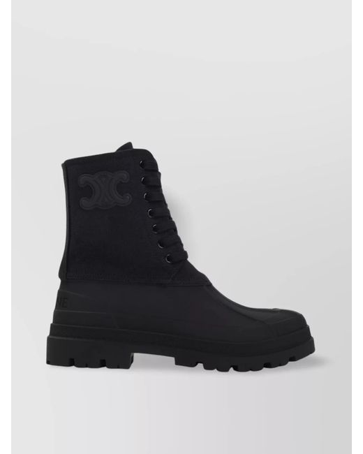 Céline Black Triumph Canvas High-Top Chunky Boot
