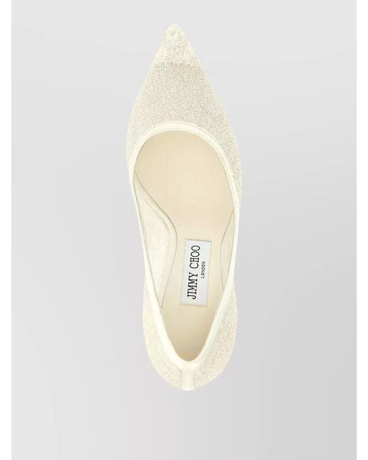 Jimmy Choo White Love Pumps Glitter Finish Pointed Toe Stiletto