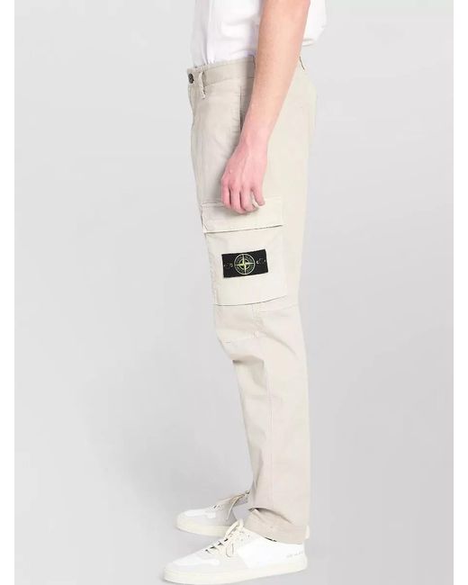 Stone Island Natural Cargo Pants Regular Fit Straight Leg for men