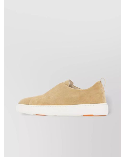 Santoni White Suede Slip-On Sneakers for men