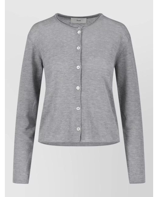 DUNST Gray Long Sleeve Round Neck Knit Top