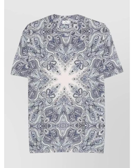 Etro Gray Roma Paisley Print Short Sleeve T Shirt for men