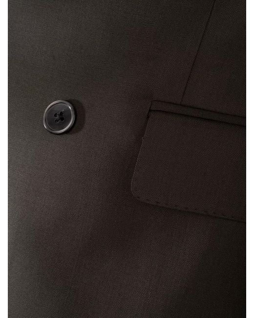 Colamarino Black Suit Double Breasted Button Detailing Flap Pockets for men