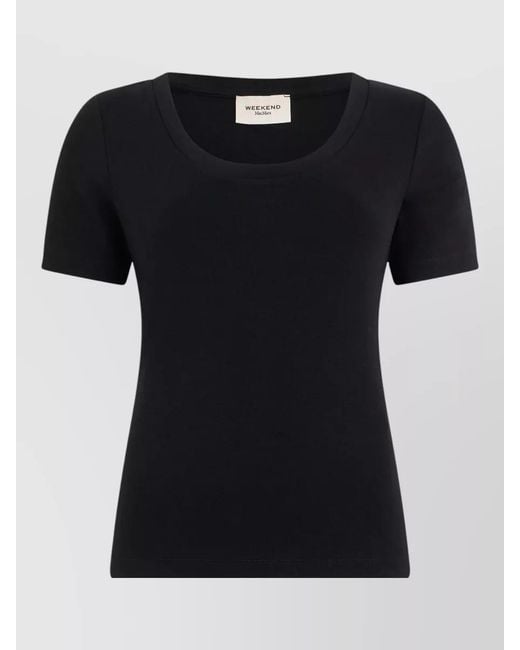 Weekend by Maxmara Black Slim Fit Cotton Jersey Round Neck T Shirt